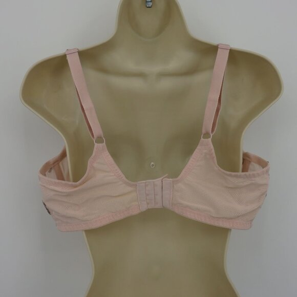 Modern Movement 38DD Pink Underwire Unlined Embroidered Mesh Bra Detailed Straps - Picture 6 of 12